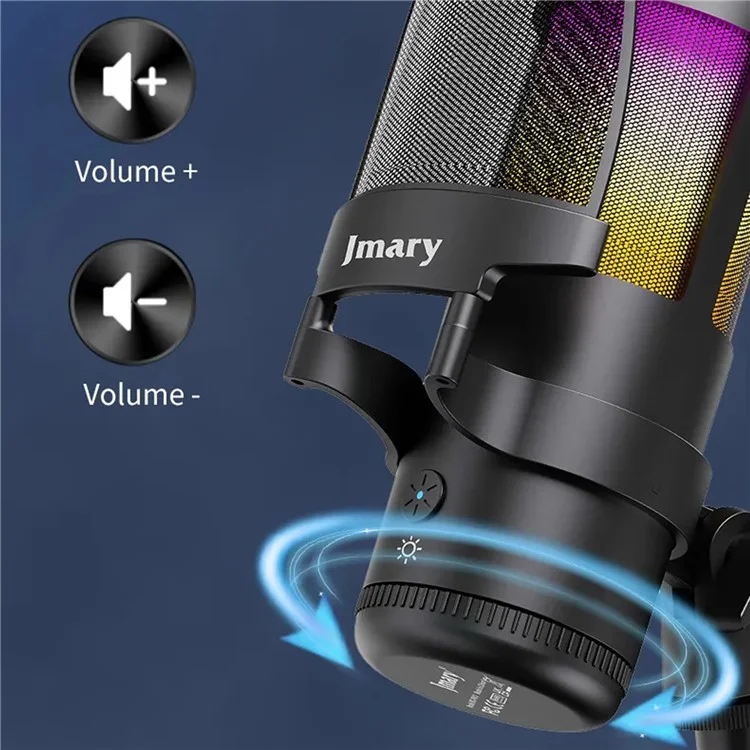Bilişim Burada JMARY MC-PW13 Sıfır Gecikme Mikrafon RGB Işık Plug and Play Masaüstü Yayıncı Oyuncu Mikrofonu
